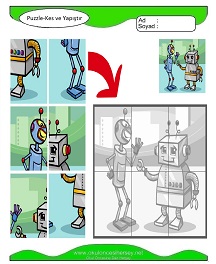 Puzzle Kes Yapıştır Çalışma Sayfaları
